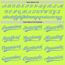 Load image into Gallery viewer, Custom Neon Green Light Blue-White Authentic Throwback Baseball Jersey