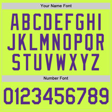 Load image into Gallery viewer, Custom Neon Green Purple-White Authentic Throwback Baseball Jersey