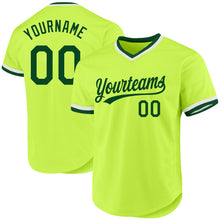 Load image into Gallery viewer, Custom Neon Green Green-White Authentic Throwback Baseball Jersey