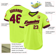Load image into Gallery viewer, Custom Neon Green Maroon-Black Authentic Throwback Baseball Jersey