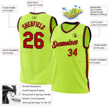 Load image into Gallery viewer, Custom Neon Green Red-Black Authentic Throwback Basketball Jersey