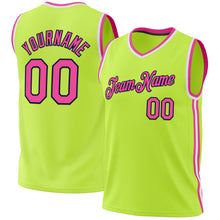 Load image into Gallery viewer, Custom Neon Green Pink Navy-White Authentic Throwback Basketball Jersey