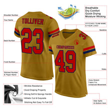 Load image into Gallery viewer, Custom Old Gold Red-Navy Mesh Authentic Football Jersey