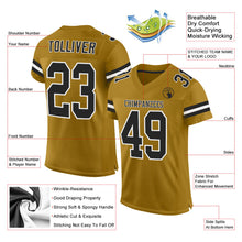 Load image into Gallery viewer, Custom Old Gold Black-White Mesh Authentic Football Jersey