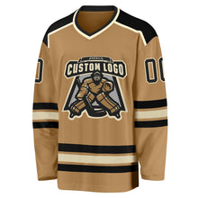 Load image into Gallery viewer, Custom Old Gold Black-Cream Hockey Jersey