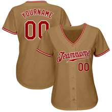 Load image into Gallery viewer, Custom Old Gold Red-White Authentic Baseball Jersey