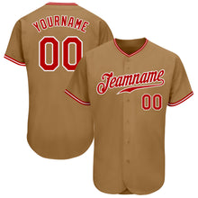 Load image into Gallery viewer, Custom Old Gold Red-White Authentic Baseball Jersey