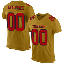 Load image into Gallery viewer, Custom Old Gold Red-Black Mesh Authentic Football Jersey