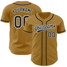 Load image into Gallery viewer, Custom Old Gold Black-White Authentic Baseball Jersey