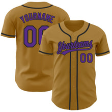 Load image into Gallery viewer, Custom Old Gold Purple-Black Authentic Baseball Jersey