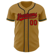 Load image into Gallery viewer, Custom Old Gold Red-Black Authentic Baseball Jersey