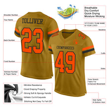 Load image into Gallery viewer, Custom Old Gold Orange-Black Mesh Authentic Football Jersey