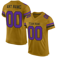 Load image into Gallery viewer, Custom Old Gold Purple-Black Mesh Authentic Football Jersey