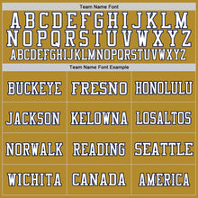 Load image into Gallery viewer, Custom Old Gold Navy-White Mesh Authentic Football Jersey