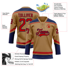 Load image into Gallery viewer, Custom Old Gold Red-Navy Hockey Lace Neck Jersey