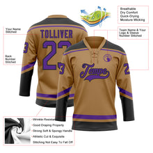 Load image into Gallery viewer, Custom Old Gold Purple-Black Hockey Lace Neck Jersey