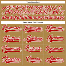 Load image into Gallery viewer, Custom Old Gold Red-White Hockey Lace Neck Jersey