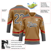 Load image into Gallery viewer, Custom Old Gold Steel Gray-White Hockey Lace Neck Jersey