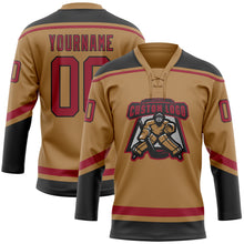Load image into Gallery viewer, Custom Old Gold Cardinal-Black Hockey Lace Neck Jersey