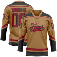 Load image into Gallery viewer, Custom Old Gold Cardinal-Black Hockey Lace Neck Jersey