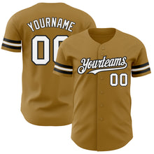 Load image into Gallery viewer, Custom Old Gold White-Black Authentic Baseball Jersey
