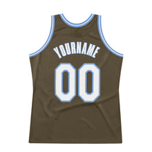 Load image into Gallery viewer, Custom Olive White-Light Blue Authentic Throwback Salute To Service Basketball Jersey