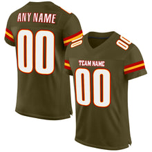 Load image into Gallery viewer, Custom Olive White-Gold Mesh Authentic Salute To Service Football Jersey