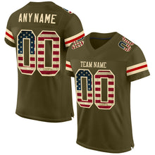 Load image into Gallery viewer, Custom Olive Vintage USA Flag-Cream Mesh Authentic Salute To Service Football Jersey