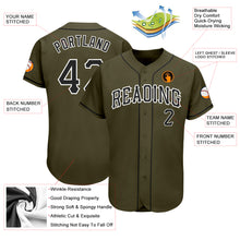 Load image into Gallery viewer, Custom Olive Black-White Authentic Salute To Service Baseball Jersey