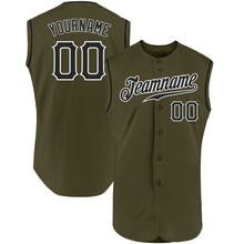 Load image into Gallery viewer, Custom Olive Black-White Authentic Sleeveless Salute To Service Baseball Jersey