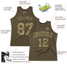 Load image into Gallery viewer, Custom Olive Camo-Old Gold Authentic Throwback Salute To Service Basketball Jersey