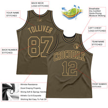 Load image into Gallery viewer, Custom Olive Olive-Old Gold Authentic Throwback Salute To Service Basketball Jersey