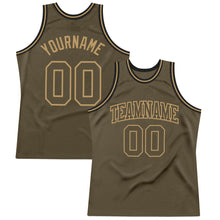 Load image into Gallery viewer, Custom Olive Olive-Old Gold Authentic Throwback Salute To Service Basketball Jersey