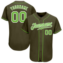 Load image into Gallery viewer, Custom Olive Neon Green-White Authentic Salute To Service Baseball Jersey