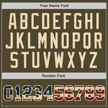 Load image into Gallery viewer, Custom Olive Vintage USA Flag-City Cream Authentic Salute To Service Baseball Jersey