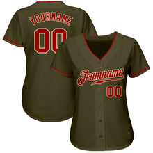 Load image into Gallery viewer, Custom Olive Red-Cream Authentic Salute To Service Baseball Jersey