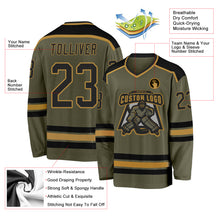 Load image into Gallery viewer, Custom Olive Black-Old Gold Salute To Service Hockey Jersey