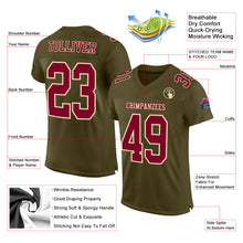 Load image into Gallery viewer, Custom Olive Maroon-Cream Mesh Authentic Salute To Service Football Jersey