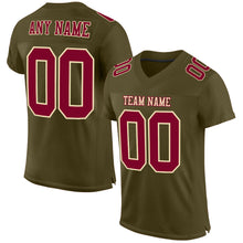 Load image into Gallery viewer, Custom Olive Maroon-Cream Mesh Authentic Salute To Service Football Jersey