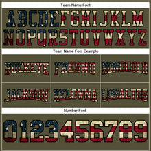 Load image into Gallery viewer, Custom Stitched Olive Vintage USA Flag Black-Cream Football Pullover Sweatshirt Salute To Service Hoodie