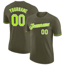 Load image into Gallery viewer, Custom Olive Neon Green-White Performance Salute To Service T-Shirt