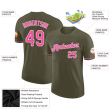 Load image into Gallery viewer, Custom Olive Pink-White Performance Salute To Service T-Shirt
