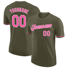 Load image into Gallery viewer, Custom Olive Pink-White Performance Salute To Service T-Shirt