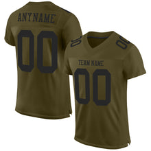 Load image into Gallery viewer, Custom Olive Black Mesh Authentic Salute To Service Football Jersey