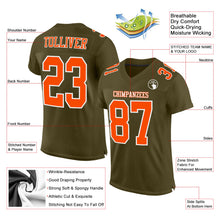 Load image into Gallery viewer, Custom Olive Orange-White Mesh Authentic Salute To Service Football Jersey