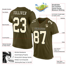 Load image into Gallery viewer, Custom Olive Cream-Black Mesh Authentic Salute To Service Football Jersey