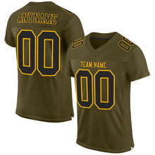 Load image into Gallery viewer, Custom Olive Black-Gold Mesh Authentic Salute To Service Football Jersey