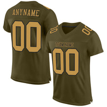 Load image into Gallery viewer, Custom Olive Old Gold-Black Mesh Authentic Salute To Service Football Jersey