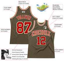 Load image into Gallery viewer, Custom Olive Red-Cream Authentic Throwback Salute To Service Basketball Jersey