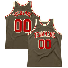 Load image into Gallery viewer, Custom Olive Red-Cream Authentic Throwback Salute To Service Basketball Jersey